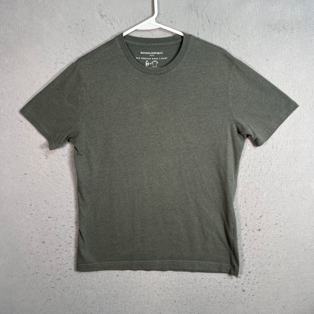 Banana Republic Mens Medium Eco Premium Wash T-Shirt Green Cotton/Poly Blend