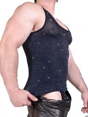 Sexy Sleeveless T-shirts Fashion Stretch Shiny Breathable Sheer Vest Tank Tops