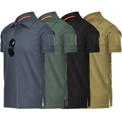 Men’s Tactical Polo T-Shirt Quick Dry Combat Short Sleeve Team Work Casual Shirt