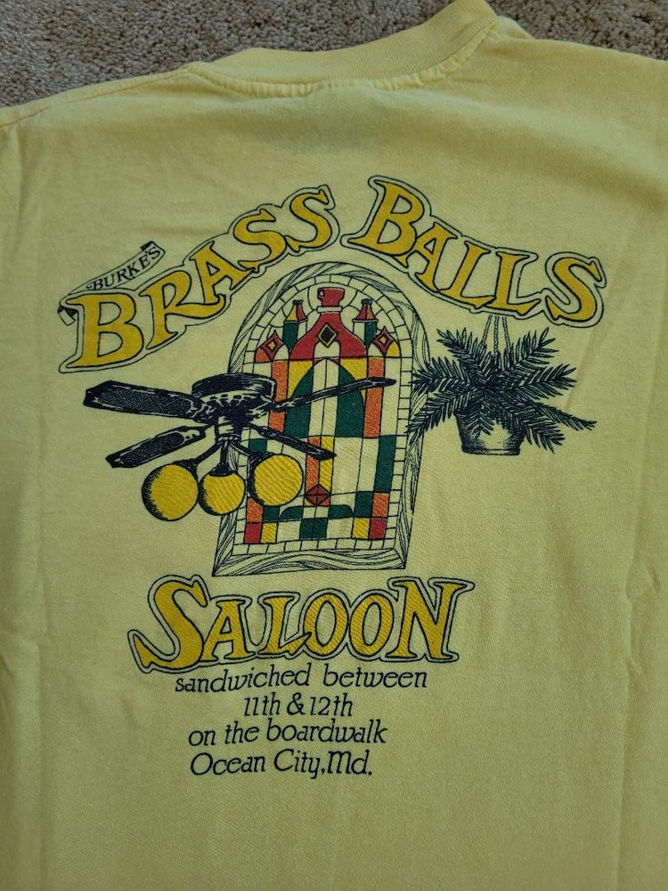 Vintage Brass Balls Saloon Shirt Men’s Large Yellow Royal Ocean Ci