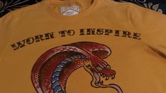 Valabasas Men’s S Yellow Cotton Graphic Crew Neck Tee Rhinestone Skull Snake