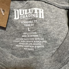 NWT Men’s Duluth Longtail T Trim Fit Gray T-shirt Size L 100% Cotton