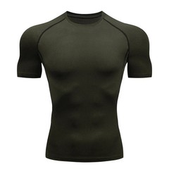 Men Compression T Shirt Short Sleeve Gym Workout Fitness Running Training Base