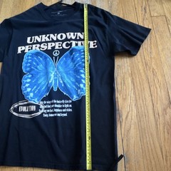 Fasthouse Men’s M Black Crew Neck Short Sleeve Graphic Tee Blue Butterfly