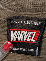 Vintage Y2K Marvel Mad Engine Spiderman Wolverine Green Shirt Size XL Sun fading