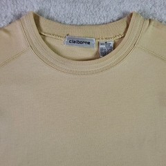 Vintage 90s Claiborne Heavy Knit T-shirt Medium Flatlock Overstitch Made In USA