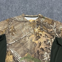 HABIT Shirt Mens Medium Green Short Sleeve Polyester Realtree Fishing Camouflage