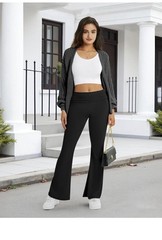 Copyleaf Flare Leggings for Women Fold Over Yoga Pants Stretch Bell Bottom Sm