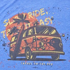 Take it Easy Woody Surf Board Blue Long Sleeve Tri-Blend T-Shirt Men’s 2XL