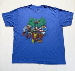Mad Engine Marvel T Shirt Mens XL Blue Graphic Hulk Iron Man Captain Avengers