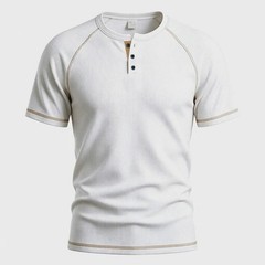 Men’s T Shirt for Henry Collar Short Sleeve Summer Breathable Casual Wear
