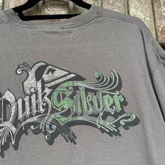 GREY 00s QUIKSILVER GRUNGE LOGO GRAPHIC TEE