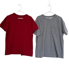 Lot 5 Mens Pocket T Shirts L Short Slv Solid Casual Basics Gym Workout Outdoors