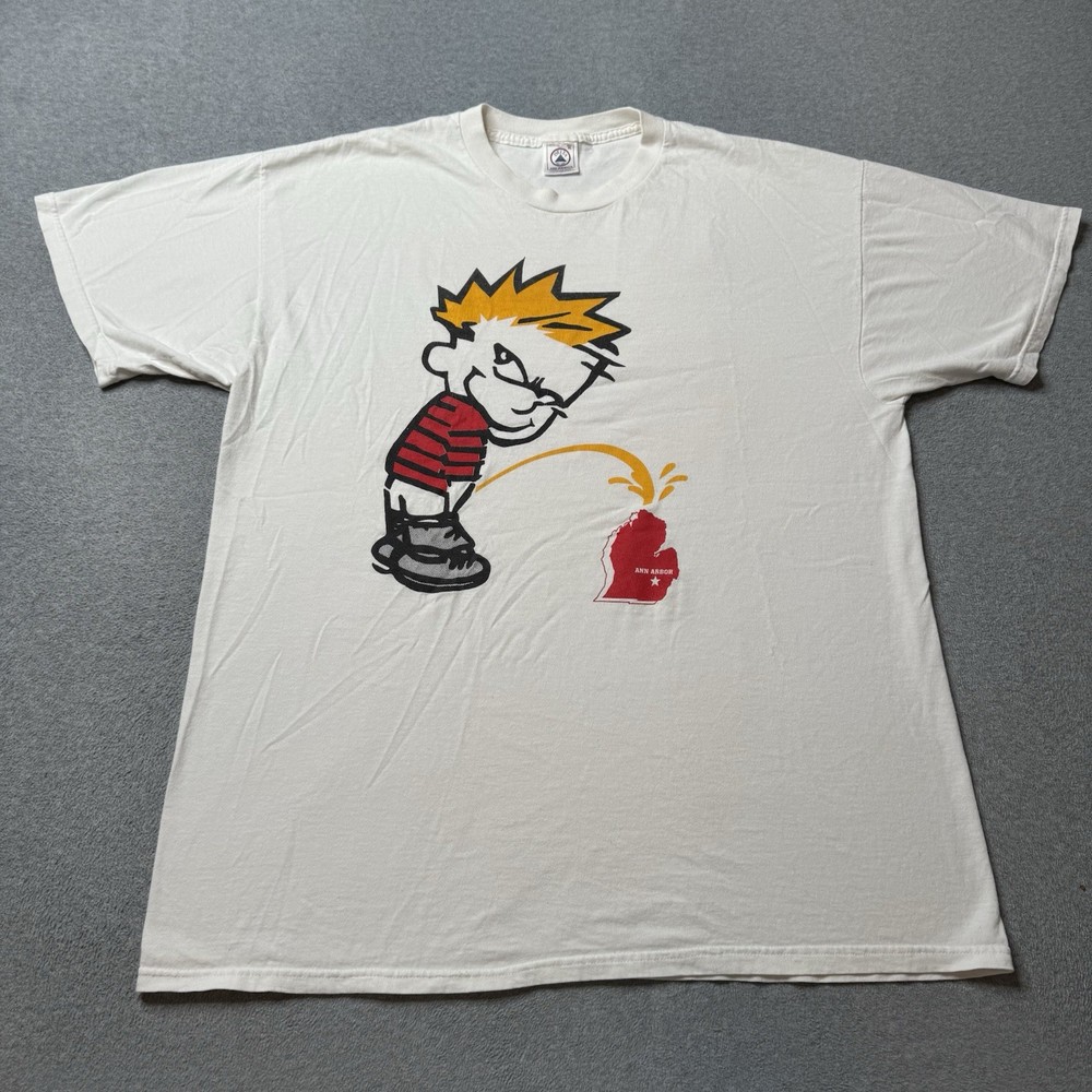 Vintage Delta T Shirt Mens XL White Ann Arbor Sucks Graphic Print Ohio State OSU