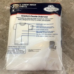 Vintage Fruit Of The Loom Mens White Crew Neck T Shirt 3 Pk 1989 Small 34-36 80s