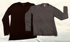 Mens Long Sleeve Cotton T shirts Plain & Stripes 2 pack Murano + no boundaries