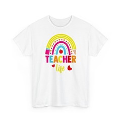 Teacher Life Pencil Apple Rainbow Hearts T-Shirt