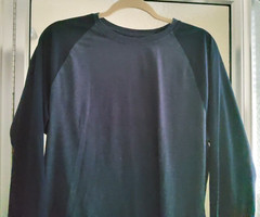 ALFANI MENS EASY CARE COLORBLOCK T-SHIRT-LARGE-BLUES-CREW NECK-LONG SLEEVES-*NEW