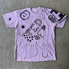 Teddy Fresh Hila Klein Marker Sketch Graphic Art Bear T Shirt Pink Size Medium
