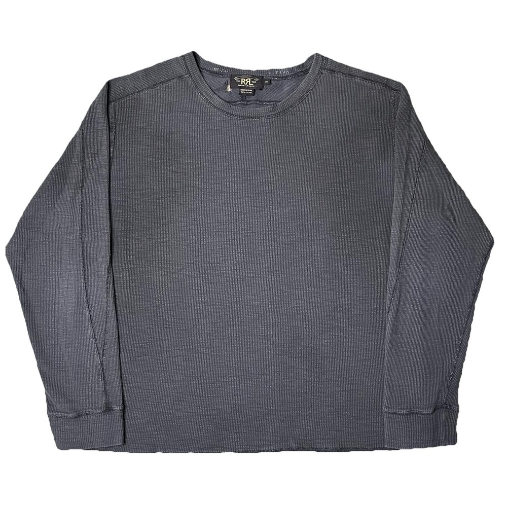 RRL Ralph Lauren Waffle Knit Thermal Crewneck Shirt Gray Men’s XXL Grey Distress