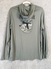 Panama Jack Mens Medium M Gray Hooded Sun Shirt Long Sleeve Graphic Surfing