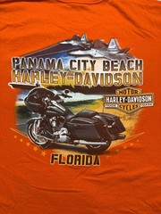 Harley-Davidson Panama City Beach FL Jet Graphic T-Shirt Orange XL
