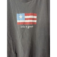 Life is Good Mens Large Gray Flag Graphic Short Sleeve Cotton Crusher T-Shirt