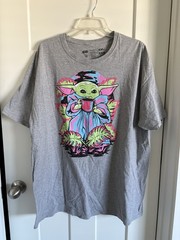 Neff x Star Wars Men’s XXL Baby Yoda Mandalorian Graphic T-Shirt Heather Gray