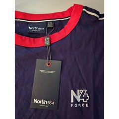 North 564 Navy Blue/Red Trim Logo Graphic S/S Ringer T Shirt EU 3XL US 2XL