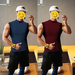 Men’s Sleeveless Turtleneck Tee Solid Tank T Shirt Thermal Pullover Top Slim Fit