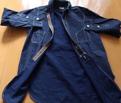 The Real McCoy’s Double Diamond Indigo Star Wabash Work Shirt S Indigo Men’s