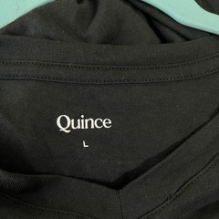 Quince Shirt Mens Large Black Short Sleeve V-Neck Minimalist Casual Everyday