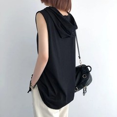 Solid Color Men’s Tank Tops Vest Sleeveless Tees For Male Hooded