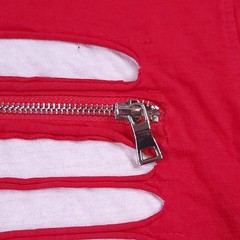 Switch Remarkable Men’s Medium Razor Cut Zipper Short Sleeve Shirt Red White