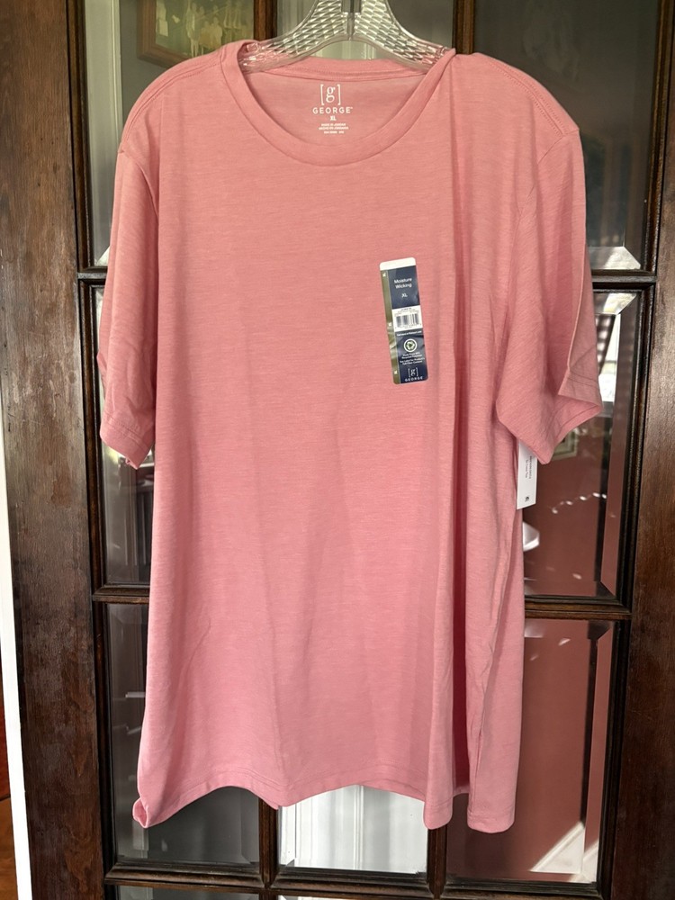 George Men’s Short Sleeve Crew Retro Mauve Heather Tee Shirt XL