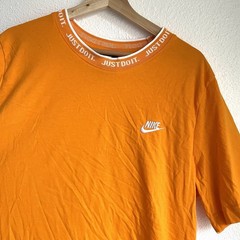 Nike Tee ‘Just Do It’ Knit Collar Short Sleeve Crewneck Bright Orange Men’s XL
