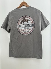 ComfortWash Mens Fort Worth Texas 100% Cotton Crewneck Short Sleeve Shirt Gray M