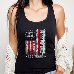 in God We Trust 250 Years Patriotic Freedom USA Flag Vintage Tank Top