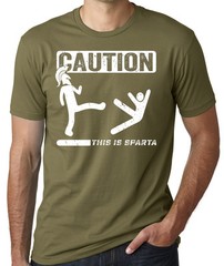 Caution This Is Sparta Cool T-shirt Funny Tee Shirt Spartan T-shirts Gym T-shirt