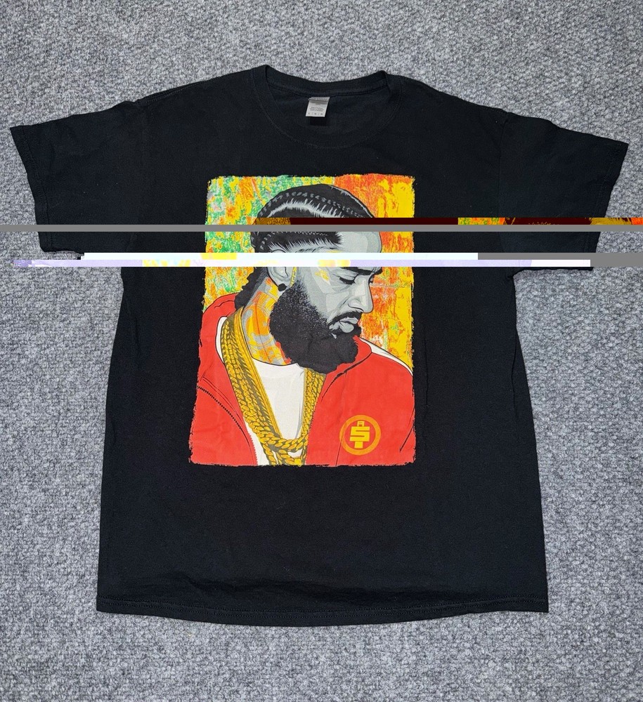 Gildan Nipsey Hussle streetwear Graphic T-Shirt Black Size Large