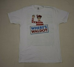 Where’s Waldo Mens 2-Sided White Tee Shirt New S, M, L, XL