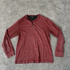 Banana Republic Marled Henley Shirt Mens Large Red Long Sleeve Casual