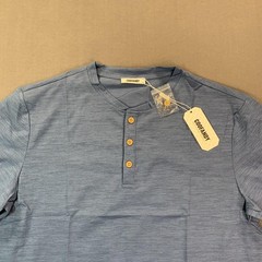 Coofandy Shirt Mens M Blue Short Sleeve Henley Lightweight Stretch Tee Polyester