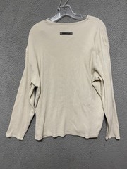 Essentials Fear Of God Waffle-Knit Mens Medium Shirt Henley Long sleeve Beige