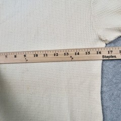 VTG Cherokee Mens Thermal Shirt Large Cream Waffle Knit Long Sleeve Crew Neck
