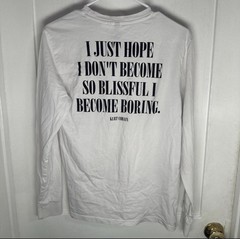 H&M Men’s S White Kurt Cobain Graphic Crew Neck Long Sleeve Double-Sided T-Shirt