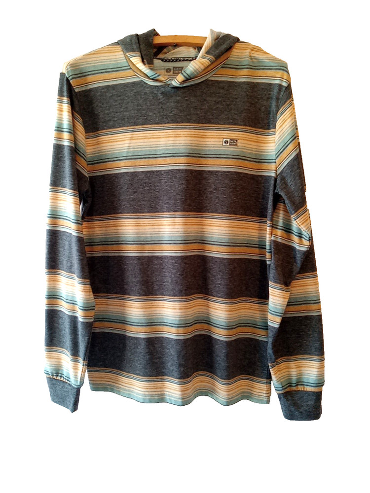 Salty Crew Men’s Striped Hooded Shirt Lightweight Sz M UV Protection