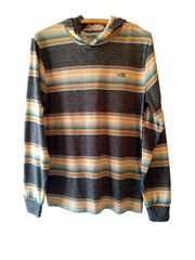 Salty Crew Men’s Striped Hooded Shirt Lightweight Sz M UV Protection