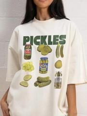 Fashion Pickles Graphic T-Shirts Vintage Women Cute Funny Pickle Lovers Tshirts