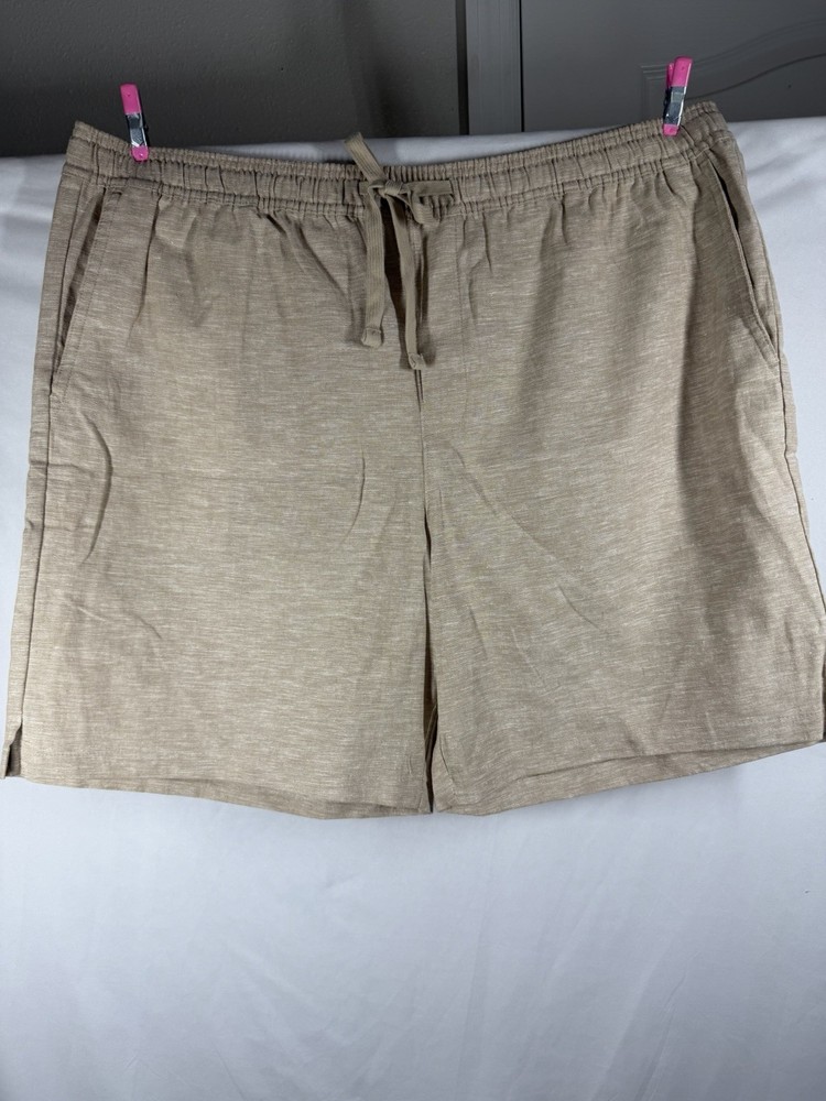 GAP Men’s XL Linen Blend Shorts Tan Beige Elastic Waist Drawstring